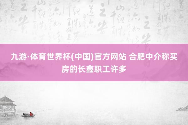 九游·体育世界杯(中国)官方网站 合肥中介称买房的长鑫职工许多