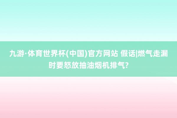 九游·体育世界杯(中国)官方网站 假话|燃气走漏时要怒放抽油烟机排气?