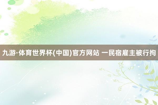 九游·体育世界杯(中国)官方网站 一民宿雇主被行拘