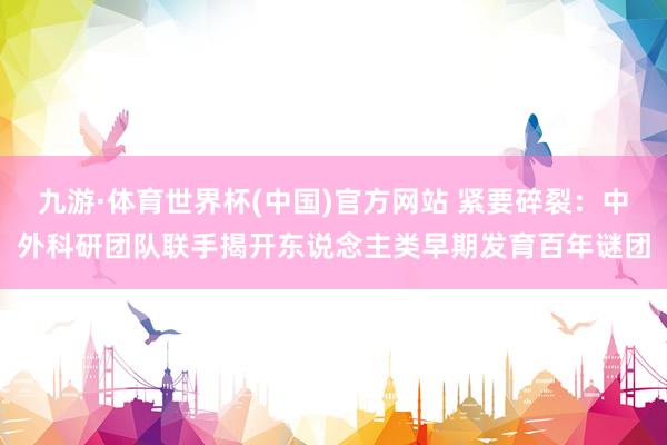 九游·体育世界杯(中国)官方网站 紧要碎裂：中外科研团队联手揭开东说念主类早期发育百年谜团