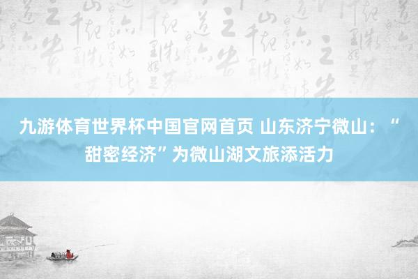 九游体育世界杯中国官网首页 山东济宁微山:“甜密经济”为微山湖文旅添活力