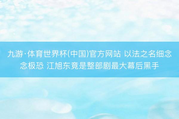 九游·体育世界杯(中国)官方网站 以法之名细念念极恐 江旭东竟是整部剧最大幕后黑手