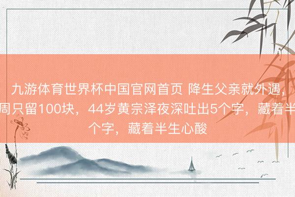 九游体育世界杯中国官网首页 降生父亲就外遇，姆妈一周只留100块，44岁黄宗泽夜深吐出5个字，藏着半生心酸