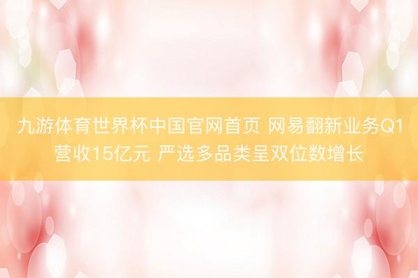 九游体育世界杯中国官网首页 网易翻新业务Q1营收15亿元 严选多品类呈双位数增长